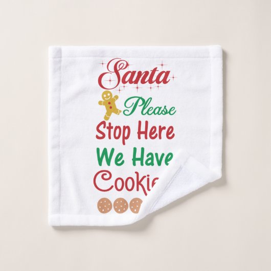 Kerstkerstman Stop hier alsjeblieft met koekjes. Bad Handdoek (Wasdoekje)