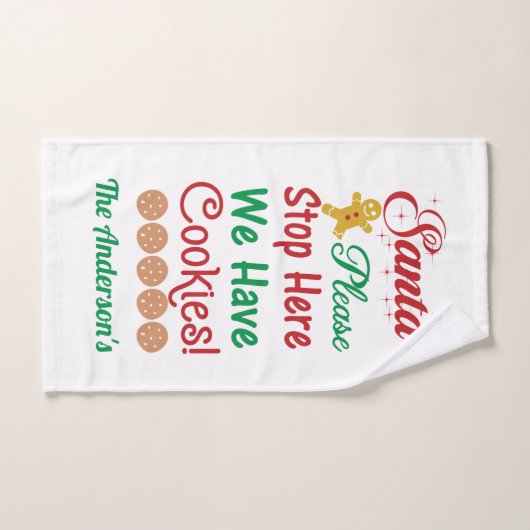 Kerstkerstman Stop hier alsjeblieft met koekjes. Bad Handdoek (Handdoek)