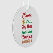 Kerstkerstman Stop hier alsjeblieft met koekjes. Ornament (voorkant)