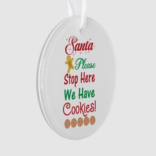 Kerstkerstman Stop hier alsjeblieft met koekjes. Ornament (voorkant)