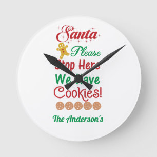 Kerstkerstman Stop hier alsjeblieft met koekjes. Ronde Klok