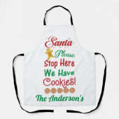Kerstkerstman Stop hier alsjeblieft met koekjes. Schort (Voorkant)