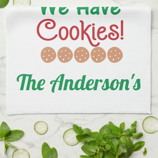 Kerstkerstman Stop hier alsjeblieft met koekjes. Theedoek (Gevouwen)