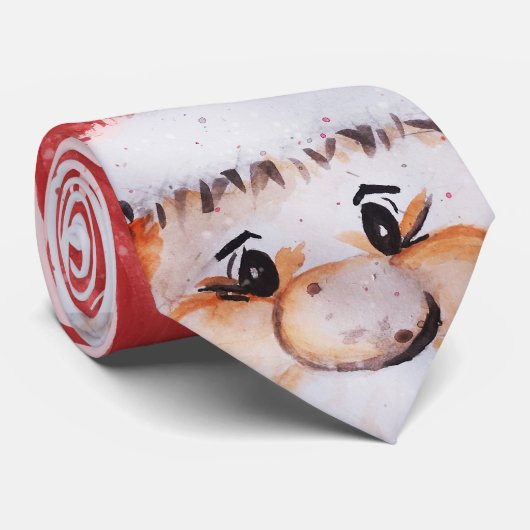 Kerstkerstman waterverf Santa Claus "Joy Love Peac Stropdas (Opgerold)