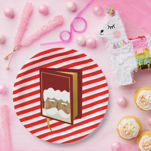 Kerstkerstmanboek rode streep papieren bordje (Feest)