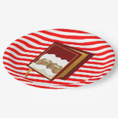 Kerstkerstmanboek rode streep papieren bordje (Gekanteld)