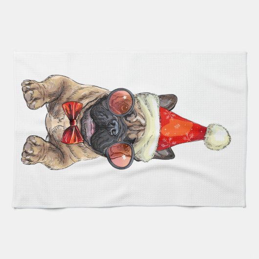 kerstkerstmanhond Grote kerststaart Theedoek (Horizontaal)