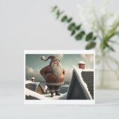 kerstkerstmanschelp feestdagenkaart (Staand voorkant)