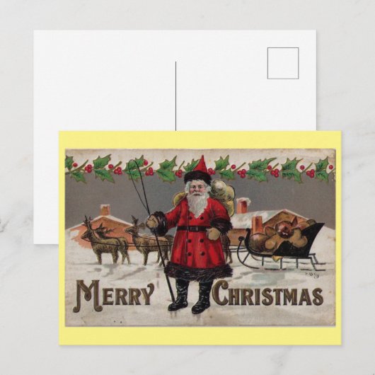  kerstKerstmis en rendierSleigh Feestdagenkaart (Voorkant / Achterkant)