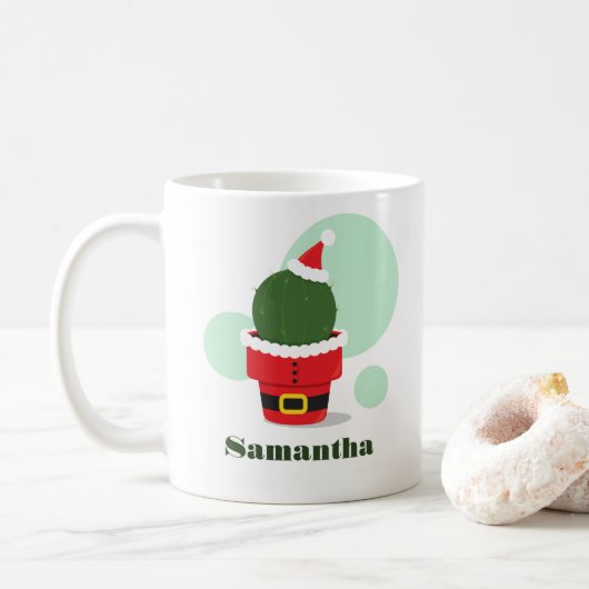 Kerstkerstnaam van Santa Cactus Koffiemok (Met donut)
