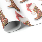 Kerstkerstpapier met cowboy boot Santa Hat Cadeaupapier (Rol Hoek)