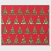 Kerstkerstpapier, rood met kerstbomen cadeaupapier (Vlak)