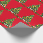 Kerstkerstpapier, rood met kerstbomen cadeaupapier (Hoek)