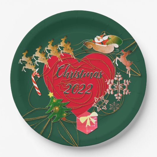 Kerstkerstpapier voor kerstmis met Kerstmis Borden Papieren Bordje (Voorkant)