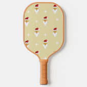 kerstkerstpatronen op bruin pickleball paddle (Voorkant)