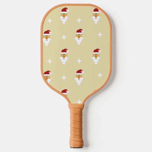 kerstkerstpatronen op bruin pickleball paddle (Voorkant)