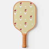 kerstkerstpatronen op bruin pickleball paddle (Achterkant)