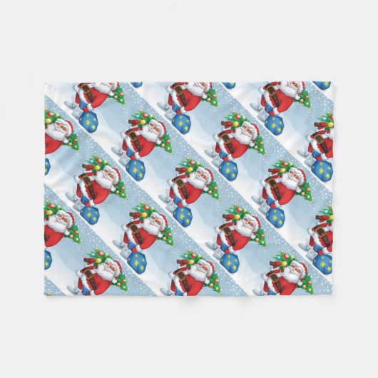 Kerstkerstpatroon Fleece Deken (Voorkant (Horizontaal))