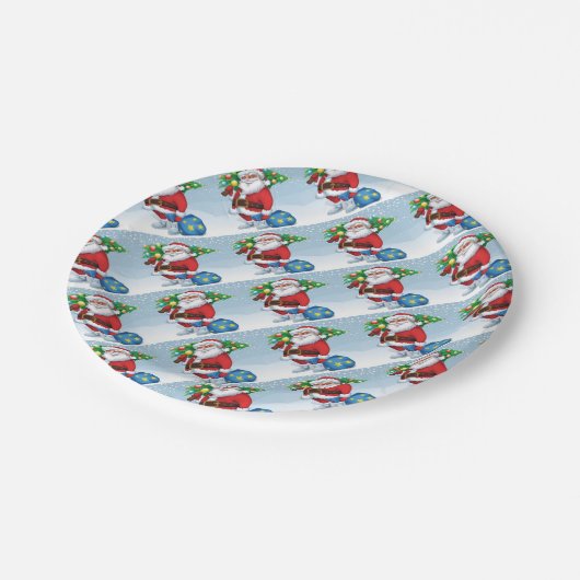 Kerstkerstpatroon Papieren Bordje (Gekanteld)