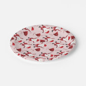 Kerstkerstpatroonsnoepjes rood papieren bordje (Gekanteld)