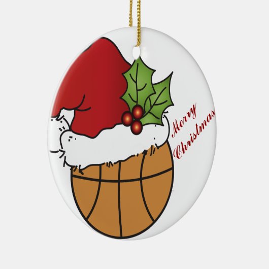 KerstkerstPet op een honkbal Keramisch Ornament (Rechts)