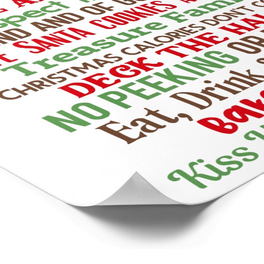 Kerstkerstregels Unieke kerstfeestdag Poster (Hoek)