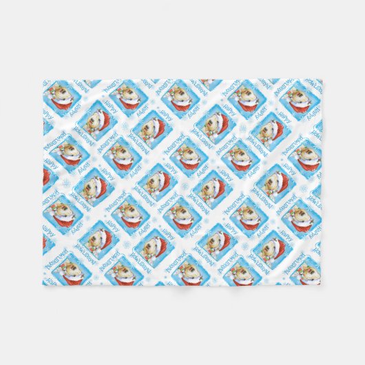 Kerstkerstriham Terrier Fleece Blanket (Voorkant (Horizontaal))