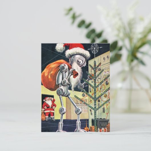 Kerstkerstrobot Santa Feestdagenkaart (Staand voorkant)