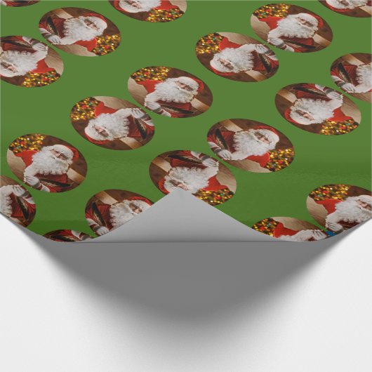 kerstkerstrood groen patroon cadeaupapier (Hoek)