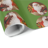 kerstkerstrood groen patroon cadeaupapier (Rol Hoek)