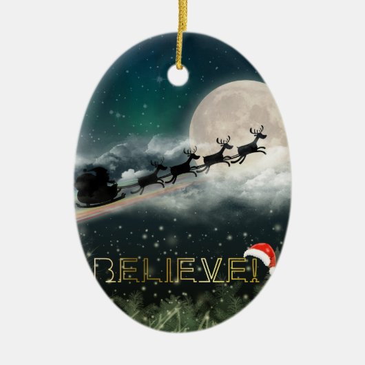 Kerstkerstsieraad in de middernacht keramisch ornament (Voorkant)