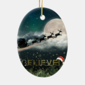 Kerstkerstsieraad in de middernacht keramisch ornament (Achterkant)