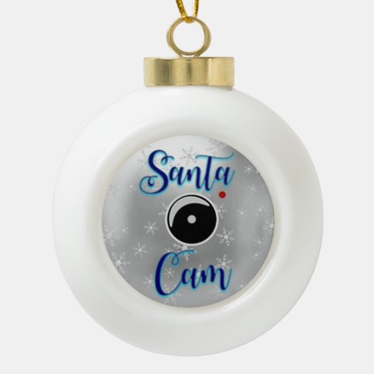 Kerstkerstsieraad/kerstcamera Silver Keramische Bal Ornament (Voorkant)