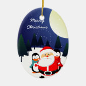 Kerstkerstsieraad met lul en pinguïns keramisch ornament (Voorkant)