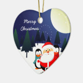 Kerstkerstsieraad met lul en pinguïns keramisch ornament (Links)