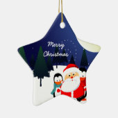 Kerstkerstsieraad met lul en pinguïns keramisch ornament (Rechts)