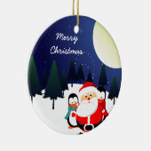 Kerstkerstsieraad met lul en pinguïns keramisch ornament (Rechts)