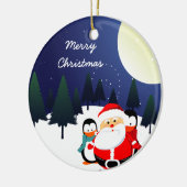 Kerstkerstsieraad met lul en pinguïns keramisch ornament (Links)