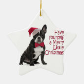 Kerstkerstsieraad van Santa Frenchie Keramisch Ornament (Voorkant)