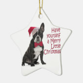 Kerstkerstsieraad van Santa Frenchie Keramisch Ornament (Links)
