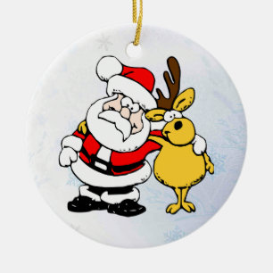 Kerstkerstsieraden voor de kerstman en zijn rendie keramisch ornament