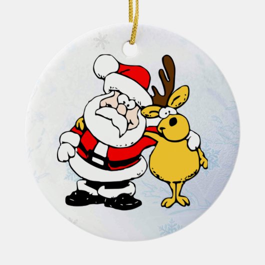 Kerstkerstsieraden voor de kerstman en zijn rendie keramisch ornament (Voorkant)