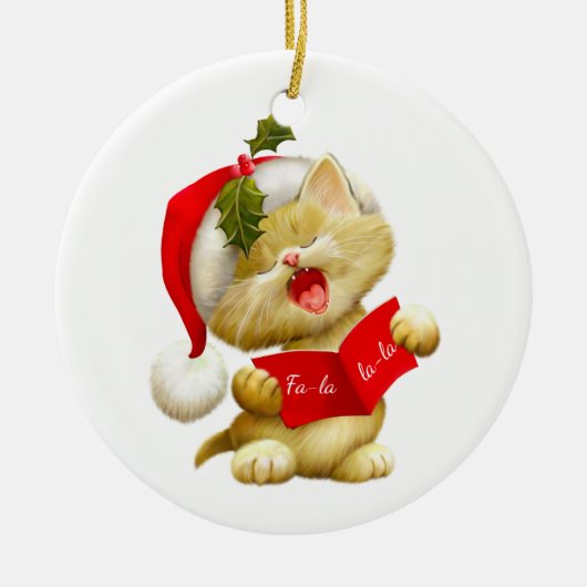 KerstkerstsierkerstkerstkerstkerstKat Keramisch Ornament (Voorkant)