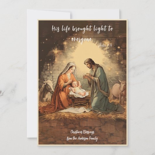  kerstkerststal Holly familie Feestdagenkaart (Voorkant)