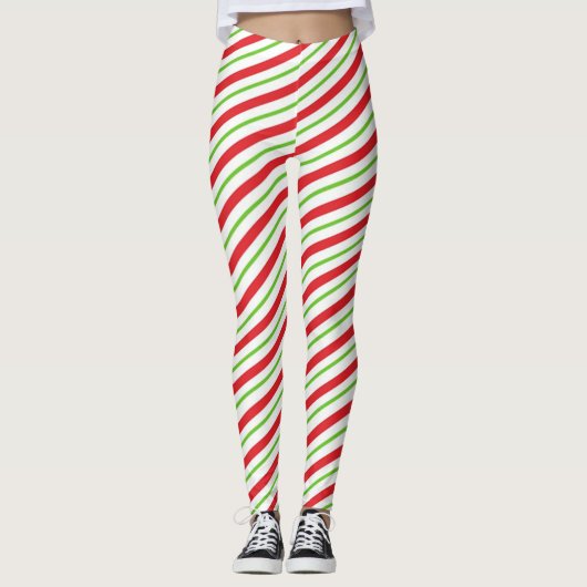 Kerstkerststrepen en -Leggings Leggings (Voorkant)
