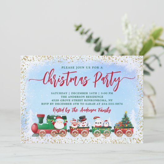 Kerstkersttrein Kinder feestdag Kaart (Staand voorkant)