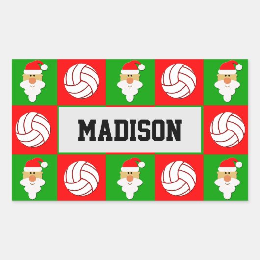 Kerstkerstval voor volleybalspeler rechthoekige sticker (Voorkant)