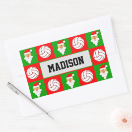 Kerstkerstval voor volleybalspeler rechthoekige sticker