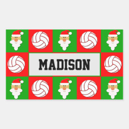 Kerstkerstval voor volleybalspeler rechthoekige sticker