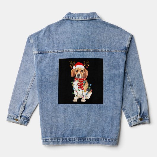 Kerstkerstverlichting met T-shirt voor beagle kers Denim Jacket (Achterkant)